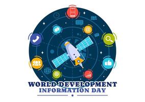 Illustration for World Development Information Day on October 24th Featuring Global Telecommunication vector