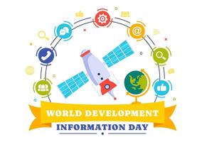 World Development Information Day on October 24th with Global Communication Network in a Background vector