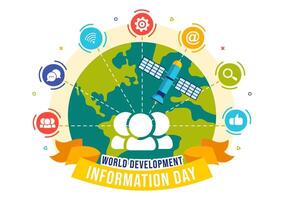 Telecommunication and Society for World Development Information Day on October 24th, Illustration vector