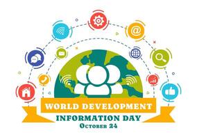 World Development Information Day on October 24th with Digital Communication and Social Impact in a Background vector