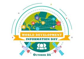 World Development Information Day on October 24th with Internet and Media Connectivity in a Background vector