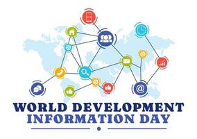 World Development Information Day October 24th with Digital Media and Public Engagement in a Background vector