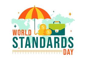 World Standards Day on October 14th Featuring Globe and Precision Tools in Flat Background vector