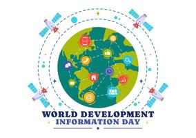 Design for World Development Information Day on October 24th Focusing on Global Information Exchange vector