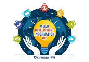 World Development Information Day on October 24th with Focus on Media and Public Opinion in a Background vector