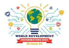 Telecommunication and Public Awareness on World Development Information Day, October 24th, Illustration vector