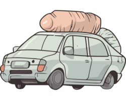 Car with a large sausage on top of it png