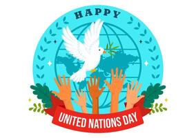 United Nations Day on 24 October with a Hand Holding the World in a Cartoon Flat Background vector