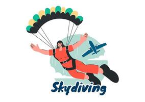 Skydiving Illustration Featuring Snowboarders Gliding Down Slopes in a Flat Style Cartoon Designed for Winter Sports vector