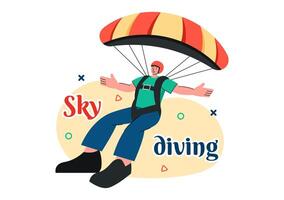 Paragliding Illustration with Paragliders Soaring Through the Sky for Outdoor Adventure Activities in a Flat Style Cartoon Background vector