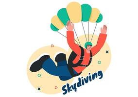 Bungee Jumping Illustration Showcasing Jumpers Leaping Off a Bridge with Bungee Cords in a Flat Extreme Sport Style Background vector