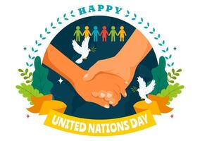 Art of United Nations Day on 24 October Showing Earth in Hands for Public Service in Flat Style vector
