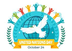Illustration of United Nations Day on 24 October Featuring a Hand Supporting the Earth in a Flat Style Background vector