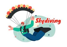 Base Jumping Illustration Featuring Adventurers Jumping from Tall Buildings with Parachutes in a Flat Style Cartoon vector