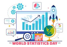 Data Calculation Illustration for National Statistics Day in a Flat Style Cartoon Background vector