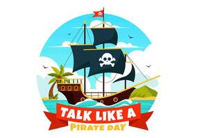 International Talk Like a Pirate Day Art with Delightful Pirate Characters and Playful Decorative Elements in a Cartoon Background vector