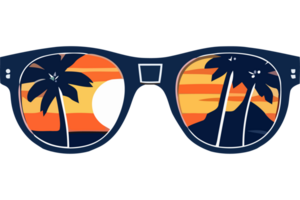 Sunset sunglasses with palm trees and the ocean png