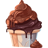 Chocolate cupcake with chocolate icing and chocolate drizzle png