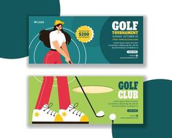 Social Media Graphics for Golf Sports in Flat Cartoon Design vector