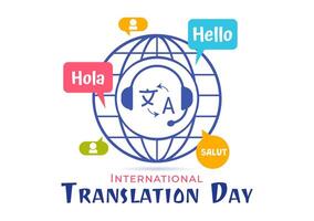 Global Translator Day Illustration with Hello in Different Languages and Cross Cultural Communication vector