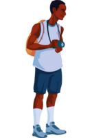 A cartoon man with a backpack and a camera png