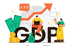 Gross Domestic Product Design Highlighting Economic Progress and Financial Performance Charts in a Flat Style vector