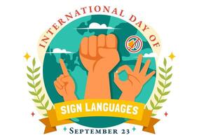Diverse Hands Demonstrating Sign Language for International Day in a Flat Style Illustration vector