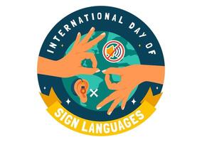 Illustration for International Day of Sign Languages with Diverse People Using Hand Gestures vector