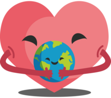 Heart with earth in it, hugging it png