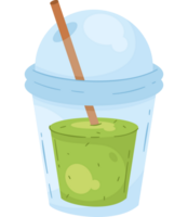 A cup of green smoothie with a straw png