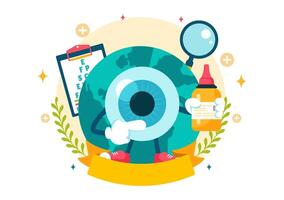Flat Style Illustration for World Sight Day on 10 October, Focused on Vision Testing and Blindness vector