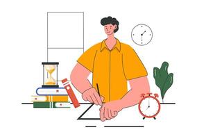 Online Test Illustration with Exam Papers, Answer Forms, and Quiz in Flat Style Cartoon Background vector