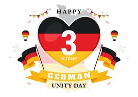 Illustration of German Unity Day Celebrations on October 3rd with the Germany Flag and National Sites in Flat Style vector