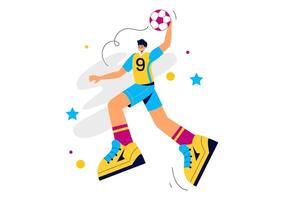 Flat Style Handball Illustration of a Player Making a Goal in a Sports Game vector