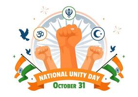 Illustration of India's National Unity Day on 31 October with a Waving Flag vector
