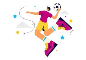 Flat Cartoon Style Handball Illustration of a Player Scoring in a Match vector