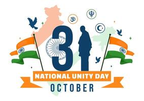Waving Flag and Unity India National Unity Day 31 October Illustration vector