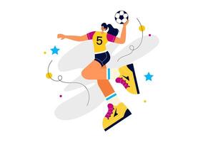 Handball Illustration of a Player Scoring a Goal with His Hand in a Sports Match vector