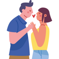 Couple kissing in flat style png