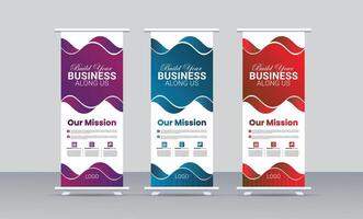 professional marketing company rollup banner design set template with three color variations. vector