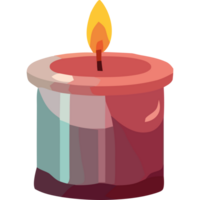 A candle is lit in a red container png