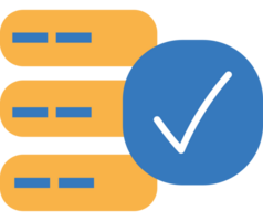 A check mark on a server with a blue line png