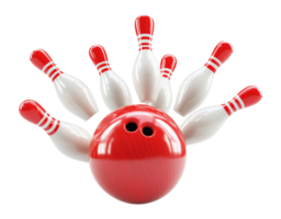 Bowling ball striking down pins during a game at a local alley, transparent png