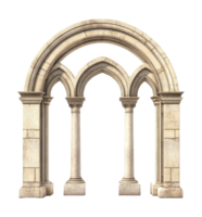 arquitetônico pedra arco com três colunas dentro clássico estilo, transparente png