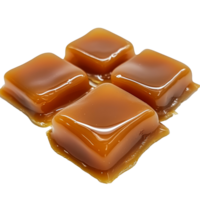 Delicious caramels arranged neatly on a white background, transparent png