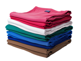 Stack of colorful fabric rolls arranged neatly for textile display, transparent png