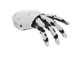 Robotic hand model showcasing advanced engineering and design features, transparent png
