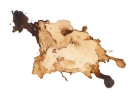 Abstract coffee stain art resembling a map on a white background, transparent png