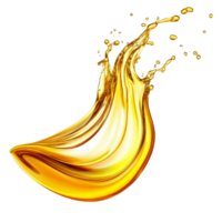 Creative splash of golden liquid resembling a banana shape, transparent png