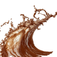 Dynamic splash of chocolate resembling a wave in high detail, transparent png